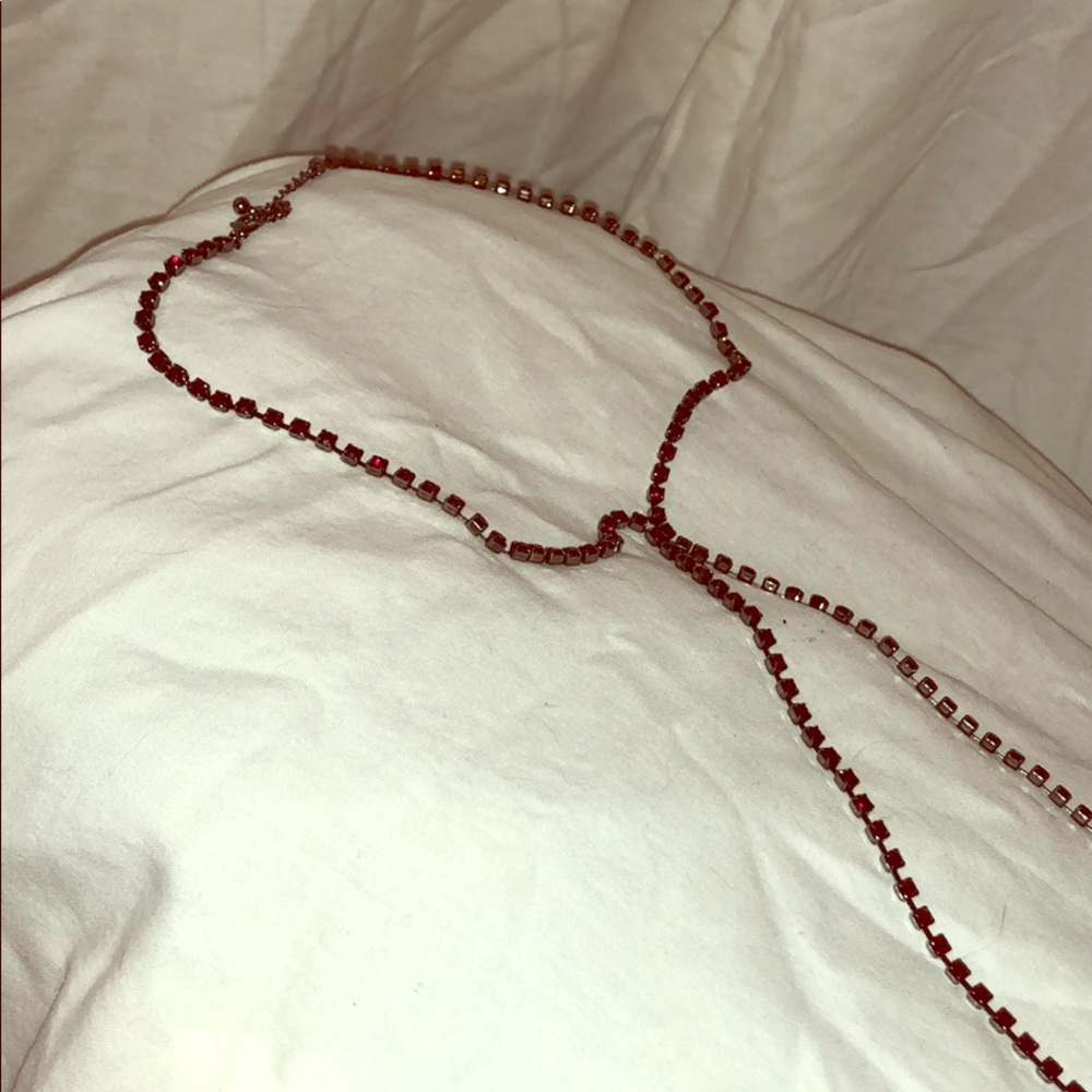 Red Gem Y Chocker Necklace